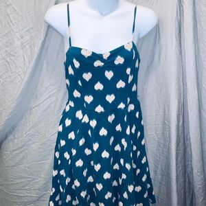 Target Teal Heart Print Cotton Sundress Size Small